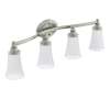 4 Light Bathroom Sconce with Frosted Shades in Brushed Nickel