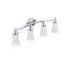 4 Light Bathroom Sconce with Frosted Shades in Chrome