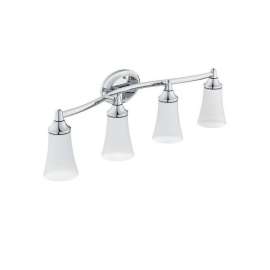 4 Light Bathroom Sconce with Frosted Shades in Chrome