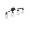 4 Light Bathroom Sconce with Frosted Shades in Oil Rubbed Bronze