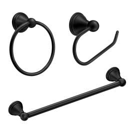 Preston Matte black paper holder towel bar towel ring, DN8433BL