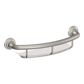 Brushed nickel 16" Grab Bar with Shelf, R2356DBN
