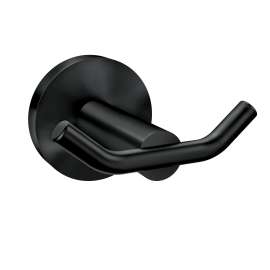 Arlys Matte black double robe hook, Y5703BL