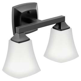Voss Matte black two globe bath light, YB5162BL
