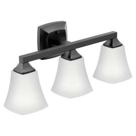Voss Matte black three globe bath light, YB5163BL