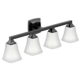 Voss Matte black four globe bath light, YB5164BL