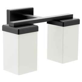 90 Degree Matte black two globe bath light, YB8862BL