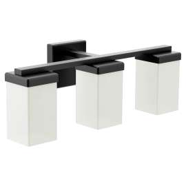 90 Degree Matte black three globe bath light, YB8863BL