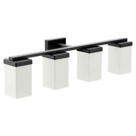 90 Degree Matte black four globe bath light, YB8864BL