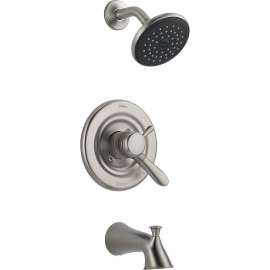 Dual Function Pressure Balanced Bath and Shower Trim with Integrated Volume Control Less Rough-in in Brilliance Stainless