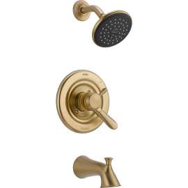 Dual Function Pressure Balanced Bath and Shower Trim with Integrated Volume Control Less Rough-in in Champagne Bronze