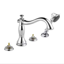 T4797-LHP Cassidy Roman Tub Filler with Hand Shower Less Handles in Polished Chrome