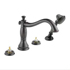 T4797-RBLHP Cassidy Roman Tub Filler with Hand Shower Less Handles in Venetian Bronze