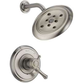 T17297-SS Cassidy Dual Function Pressure Balanced Shower Trim with H2Okinetic and Integrated Volumn Control Less Rough-in in Brilliance Stainless