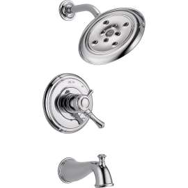 T17497 Cassidy Dual Function Pressure Balanced Bath and Shower Trim with H2Okinetic Shower Head and Integrated Volume Control Less Rough-in in Polished Chrome