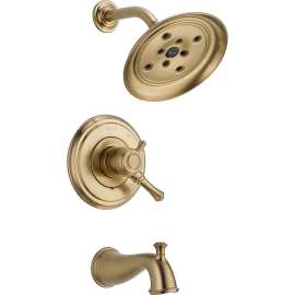 Cassidy T17497-CZ Dual Function Pressure Balanced Bath and Shower Trim with H2Okinetic Shower Head and Integrated Volume Control Less Rough-in in Champagne Bronze