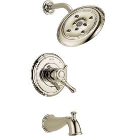 T17497-PN Cassidy Dual Function Pressure Balanced Bath and Shower Trim with H2Okinetic Shower Head and Integrated Volume Control Less Rough-in in Polished Nickel