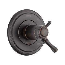 T17T097-RB Cassidy Dual Function Thermostatic Valve Trim with Integrated Volume Control Less Rough-in in Venetian Bronze