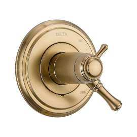 T17T097-CZ Cassidy Dual Function Thermostatic Valve Trim with Integrated Volume Control Less Rough-in in Champagne Bronze