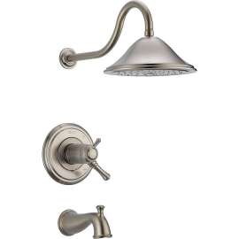 T17T497-SS Cassidy Dual Function Pressure Balanced Thermostatic Bath and Shower Trim with Internal Volumn Control Less Rough-in in Brilliance Stainless
