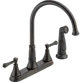 Two Handle Kitchen Faucet with Spray in Venetian Bronze