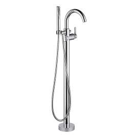 Floor Mounted L891Roman Tub Filler with Hand Shower in Polished Chrome