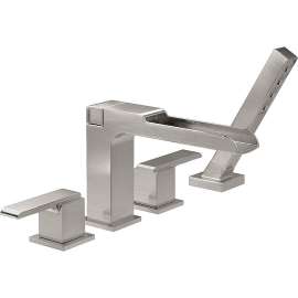 Deck Mounted Bath Faucet Includes Hand Shower in Brilliance Stainless