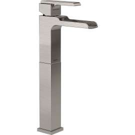 Single Handle Vessel Lavatory Faucet with Channel Spout in Brilliance Stainless