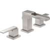 Two Handle Widespread Lavatory Faucet -Metal Pop-Up with Channel Spout in Brilliance Stainless
