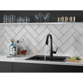 9913-BL-DST Essa Single Handle Pull-Down Bar/Prep Faucet in Matte Black Finish