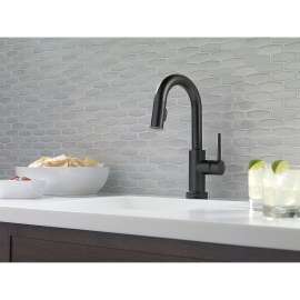 9959T-BL-DST Trinsic Single Handle Pull-Down Bar/Prep Faucet with Touch2O Technology in Matte Black Finish