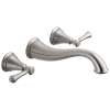 T3597LF-SSWL Cassidy Two Handle Wall Mount Lavatory Faucet Trim in Stainless Finish, 1.2gpm Flow Rate
