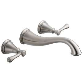 T3597LF-SSWL Cassidy Two Handle Wall Mount Lavatory Faucet Trim in Stainless Finish, 1.2gpm Flow Rate