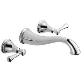 T3597LF-WL Cassidy Two Handle Wall Mount Lavatory Faucet Trim in Chrome Finish, 1.2gpm Flow Rate