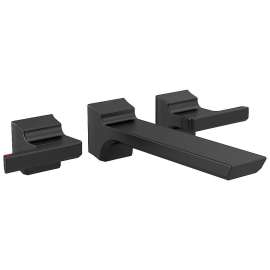 Two-Handle Wall Mount Lavatory Faucet Trim in Matte Black Finish, 1.2gpm Flow Rate