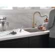 VoiceIQ Single-Handle Pull-Down Kitchen Faucet in Champagne Bronze Finish