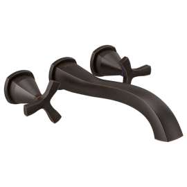Wall Mounted Tub Filler with Cross Handles in Venetian Bronze