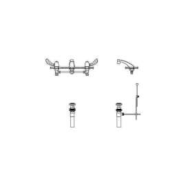 Commercial 23C6: Two Handle Widespread Lavatory Faucet with Gooseneck Spout - Less Pop-Up, 23C642-R7