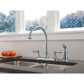 Two Handle Kitchen Faucet with Spray in Arctic Stainless