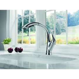 Linden 4153-DST Single Handle Water Efficient Pull-Out Kitchen Faucet in Polished Chrome
