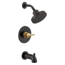 144749-GZ Nicoli Monitor 14 Series Tub and Shower, Matte Black Champagne Bronze