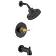 144749-GZ Nicoli Monitor 14 Series Tub and Shower, Matte Black Champagne Bronze