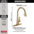 19802Z-CZ-DST Lenta Single Handle Pull Down Kitchen Faucet, Champagne Bronze