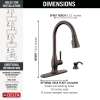 19831Z-RBSD-DST Hazelwood Single Handle Pull Down Kitchen Faucet with Soap Dispenser and ShieldSpray Technology, Venetian Bronze