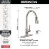 19831Z-SPSD-DST Hazelwood Single Handle Pull Down Kitchen Faucet with Soap Dispenser and ShieldSpray Technology, Spotshield Stainless
