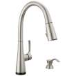 19835TZ-SPSD-DST Auburn Single Handle Pull Down Kitchen Faucet with Soap Dispenser and Touch2O Technology, Spotshield Stainless
