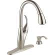 19932Z-SPSD-DST Berkley Single Handle Pull Down Kitchen Faucet with MagnaTite and Soap Dispenser, Spotshield Stainless