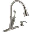 19950Z-SSSD-DST Arabella Single Handle Pull Down Kitchen Faucet with Soap Dispenser and ShieldSpray, Stainless