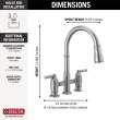 2390L-AR-DST Broderick Two Handle Pull Down Bridge Kitchen Faucet