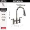 2390L-KS-DST Broderick Two Handle Pull Down Bridge Kitchen Faucet, Black Stainless